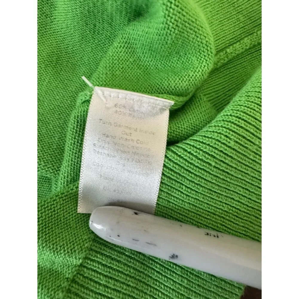 TALBOTS SWEATER CARDIGAN Green Beaded 3/4 Sleeves‎ Small Petite